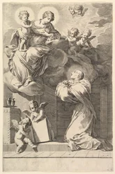 Pyhä Bernard polvistumassa Neitsyen ja Lapsen edessä, 1640.