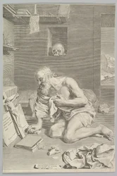 Pyhä Hieronymus rukoilemassa sellissään Pyhä Hieronymus katuva, 1665.