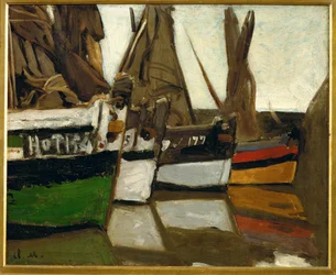 Kalastusveneet, Honfleur (öljy kankaalle)