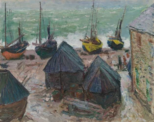 Veneitä rannalla Étretatissa, 1885.