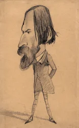 Karikatyyri Auguste Vacqueriesta, n. 1859 (grafiittia, jossa on pyyhkäisy ruskean kudospaperilla)