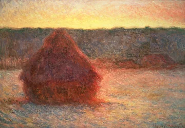 Heinäsuovat auringonlaskussa, pakkassää, 1891