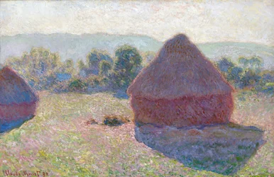 Les meules a midi (Paller, migdia) - Pintura de Claude Monet (1840-1926), oli sobre tela, 65,6 x 100,6 cm