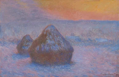 Stacks of Wheat Sunset, Snow Effect, 189091.