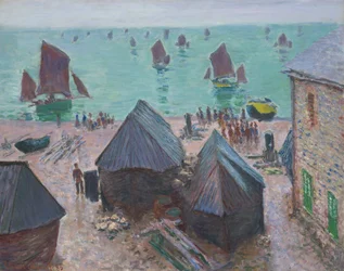 Veneiden lähtö, Étretat, 1885.