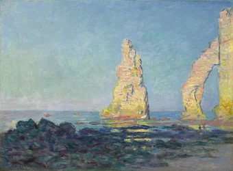Etretatin neula, laskuvesi; Aiguille d"Etretat, maree basse, 1883