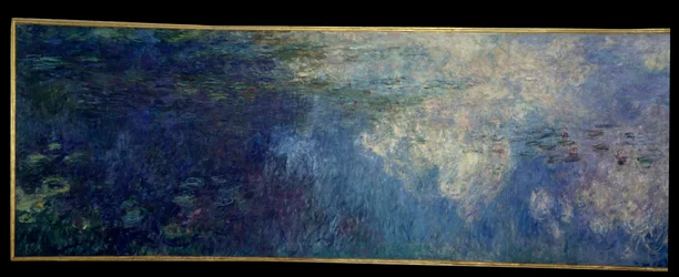 Nymfeat; pilvet. Givernyssä maalatun triptyykin vasen osa. Claude Monet
