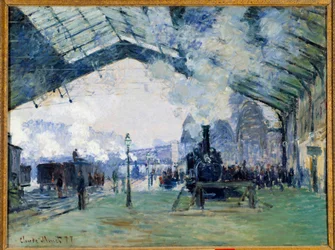 Näkymä Saint Lazaren rautatieasemalle Pariisissa ja Normandian junalle