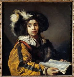 Claude Vignonin (1593-1670) Nuori laulaja maalaus 1600-luvun su. 0,95 x 0,9 m