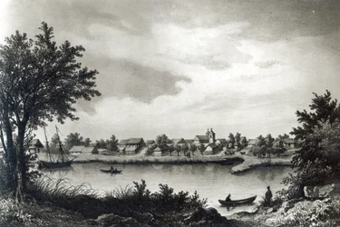 Valdivia, teoksesta "Chilen historia", kaiverrettu H. Wander-Burch, 1836