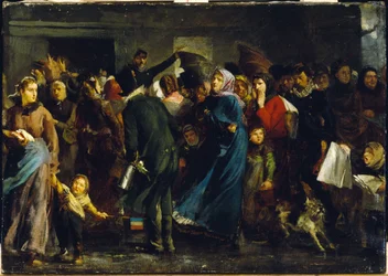 Jono lihakaupan edessä vuonna 1871, noin 1871