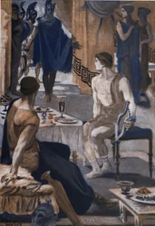 Akhilleus ottaa vastaan Agamemnonin lähettiläitä. Clement Gontierin (1876-1918) kuvitus Homeren "Iliadille" (Omero). Paris, Henri Laurens