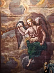 Locquirec (Finistère) / Saint-Jacquesin kirkko, maalattu holvipanelointi (kuva)