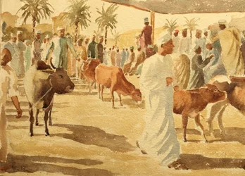 Karjamarkkinat, Nizwa, Oman (2), 2018 (akvarelli)