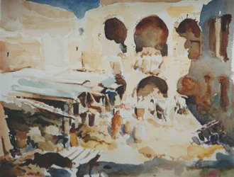 Fondouk des Peaussiers, Fez, 2000 (akvarelli).