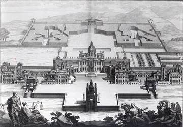 Castle Howard, Colen Campbellin "Vitruvius Britannicuksesta", kaiverrus Hendrik Hulsbergh, n. 1718-20