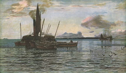 Sillimarkkinat merellä Loch Fynellä, Argyllissa, 1884, n. 1930.
