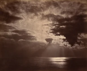 Auringonlasku merellä,1860-luku (kuva)