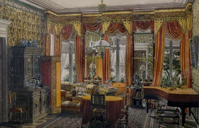Berliinin salonki, akvarelli Conrad von Muralt (1779-1869)