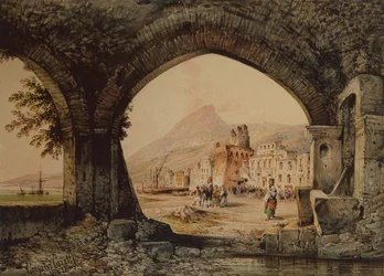 A Village Assembly, Italia (lyijykynä ja akvarelli)