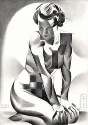 Mietiskelevä art deco -hahmo