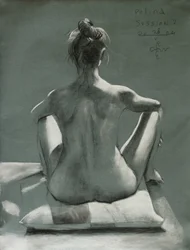 Elegantti istuva alaston