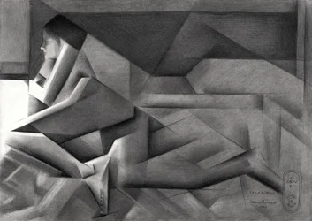 Mietiskelevä geometrinen nainen