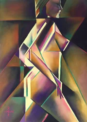 Geometrinen nainen liikkeessä
