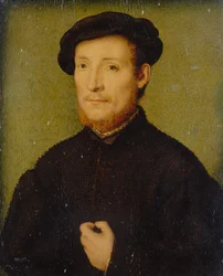 Muotokuva miehestä käsi rinnassa, 1540-45.