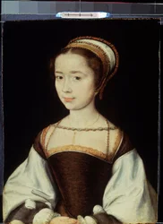 ""Nuoren naisen muotokuva"" Corneille De Lyonin (Haagin Corneille) maalaus (1500/1510-1574) 1530 Koko noin 20x15,5 cm Pietari, Eremitaaši