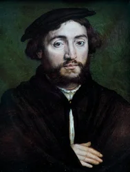 Pierre Aymericin muotokuva, Saint-Flourin kauppias Corneille De Lyonin (Corneille de La Haye) maalaus puulle (1500/1510-1574)