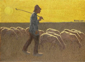 Paimen lampaiden kanssa