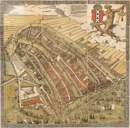 Kornelis Antoniszoonin laatima Amsterdamin iso kartta vuodelta 1544... joka kuuluu Amsterdamin historian viidenteen osaan / J. Ter Gouw, kuvattu alkuperäisen...