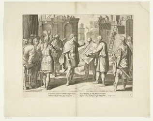 Kaarle V rakennuttaa luostarin, 1555, nro 8. Kohtauksia Kaarle V:n elämästä (sarjan nimi). Keisari Kaarle V:n elämä erittäin kauniina kuparikaiverruksina, jotka kaksi taitavimpiin kuuluvaa mestaria, J. de Gein, ovat kaivertaneet kuuluisan A. Tempesten