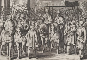 Levy 3: Kaarle V kruunattu keisari saapumassa Roomaan paavin kanssa Charlin voitosta..., 1614.