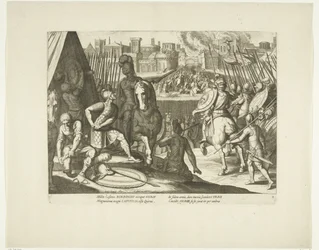 Rooman esittely, 1527, nro. 2 Scenes uit het leven van Karel V (sarjan nimi) Keisari Kaarle V:n elämä erittäin kauniissa kaiverruksissa, jotka on kaiverrettu kuuluisan A. Tempesten kuvioihin kahden taitavimman mestarin J. de Geinin ja C. Boelin toimesta. o