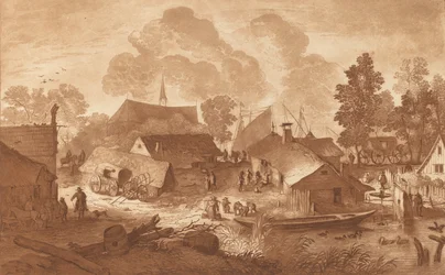 Kylä lampineen, c. 1782.