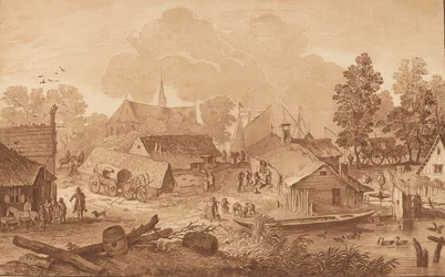 Kylä lampineen, c. 1782.