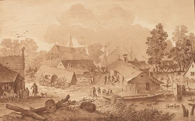 Kylä lampineen, c. 1782.