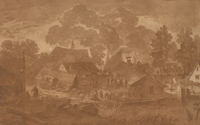 Kylä lampineen, c. 1782.