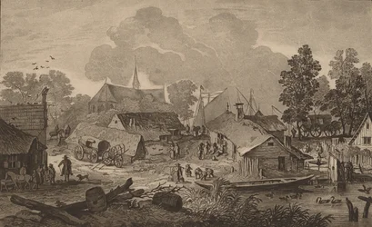 Kylä lampineen, c. 1782.