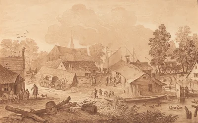 Kylä lampineen, c. 1782.