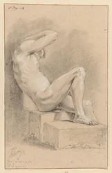 Istuva alaston mies, sivukuva (3. palkinto 1767)