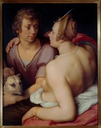 Cornelis Van Haarlemin (1562-1638) Venus ja Adonis -maalaus 1600-luvun aurinko. 0,95x0,74 m Caen, Kuvataidemuseo