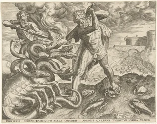 Hercules valloittaa Lernan hydran Labors of Hercules (sarjan nimi)