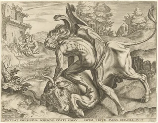 Hercules painii Acheloüsin kanssa Labors of Hercules (sarjan nimi)