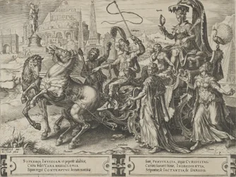 Ylpeyden voitto, teoksesta The Cycle of the Vicissitudes of Human Affairs, levy 3, 1564.