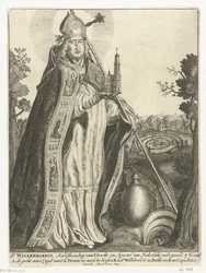 Saint Willibrord arkkipiispana Domin kirkkomallilla Utrechtissa St. Willebrord (otsikko esineessä)