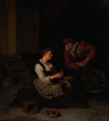 Kavalieri ja nainen pyörivässä pyörässä, 1662.
