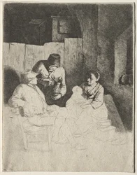 Majatalossa istuva äiti, 1600-luvun puoliväli.